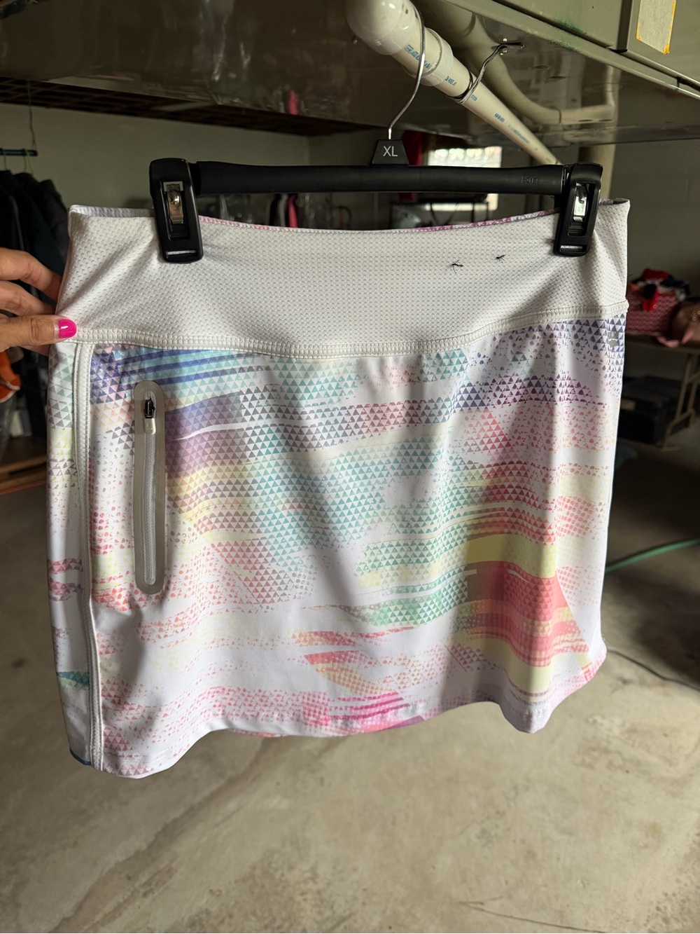 NWOT Fila Sport White Athletic Skort with Pastel Triangle Print size large